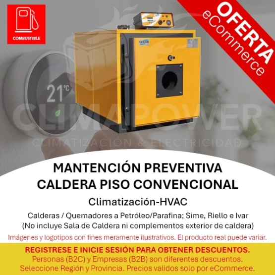 Mantención Preventiva Caldera Piso Convencional Petróleo/Parafina